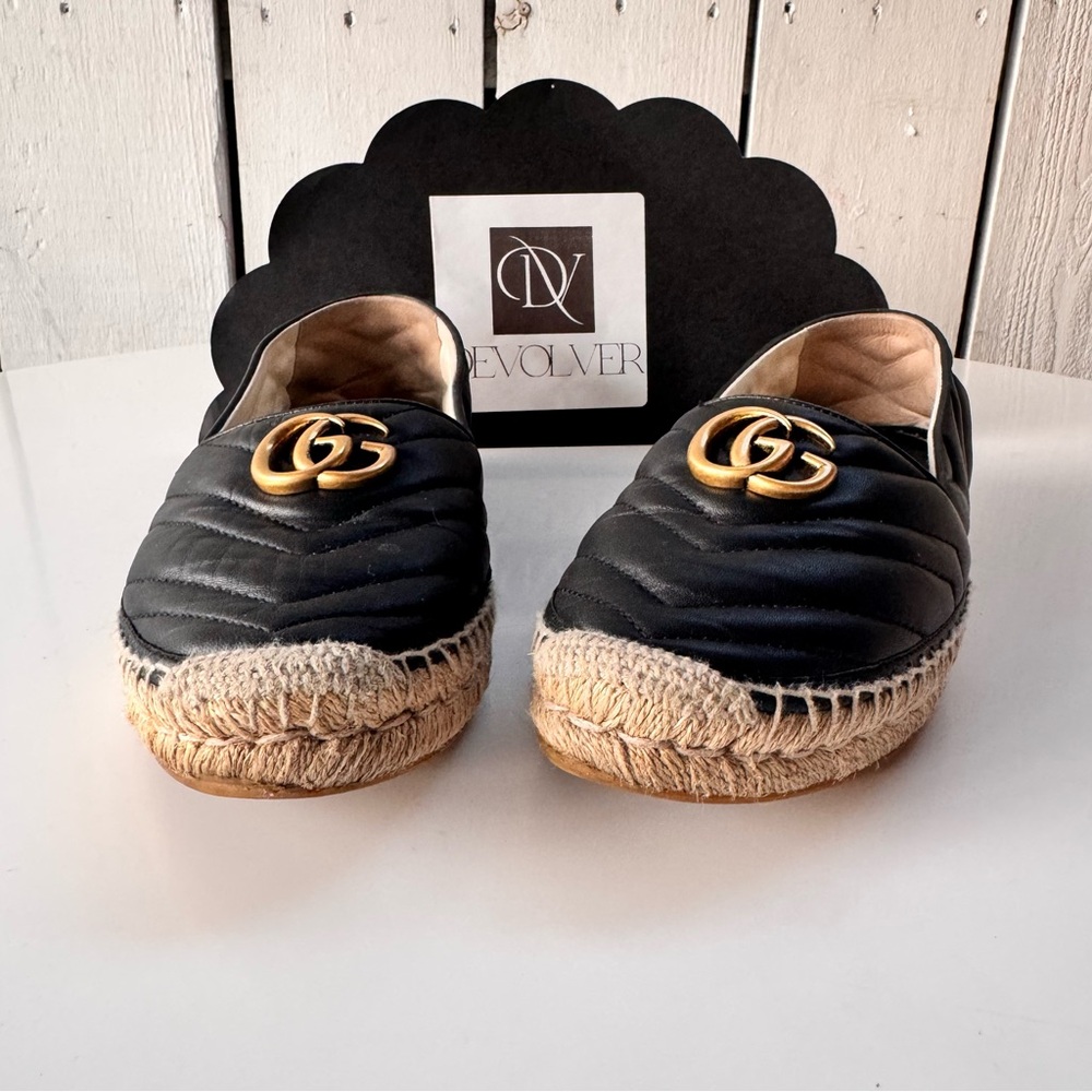 Gucci Black Espadrilles with Gold Logo - Picture 5 of 11